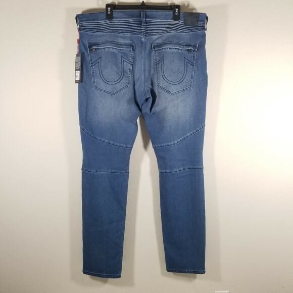 True Religion Classic Rocco Moto in Indigo Moonshine Blue Jeans 40x34 NWT $229 - Picture 4 of 8